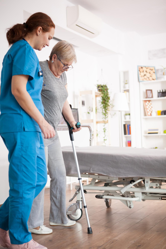 Elderly dementia patient receiving care