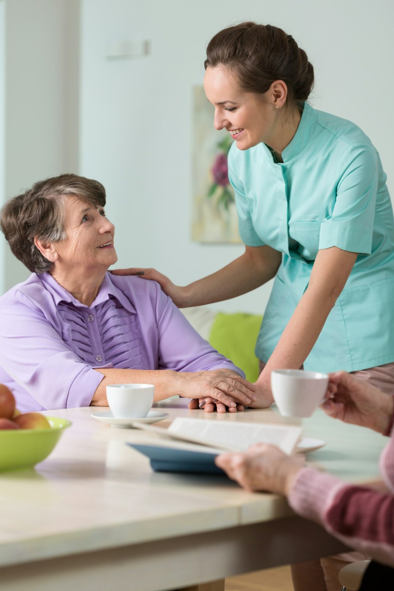 Elderly dementia patient receiving care